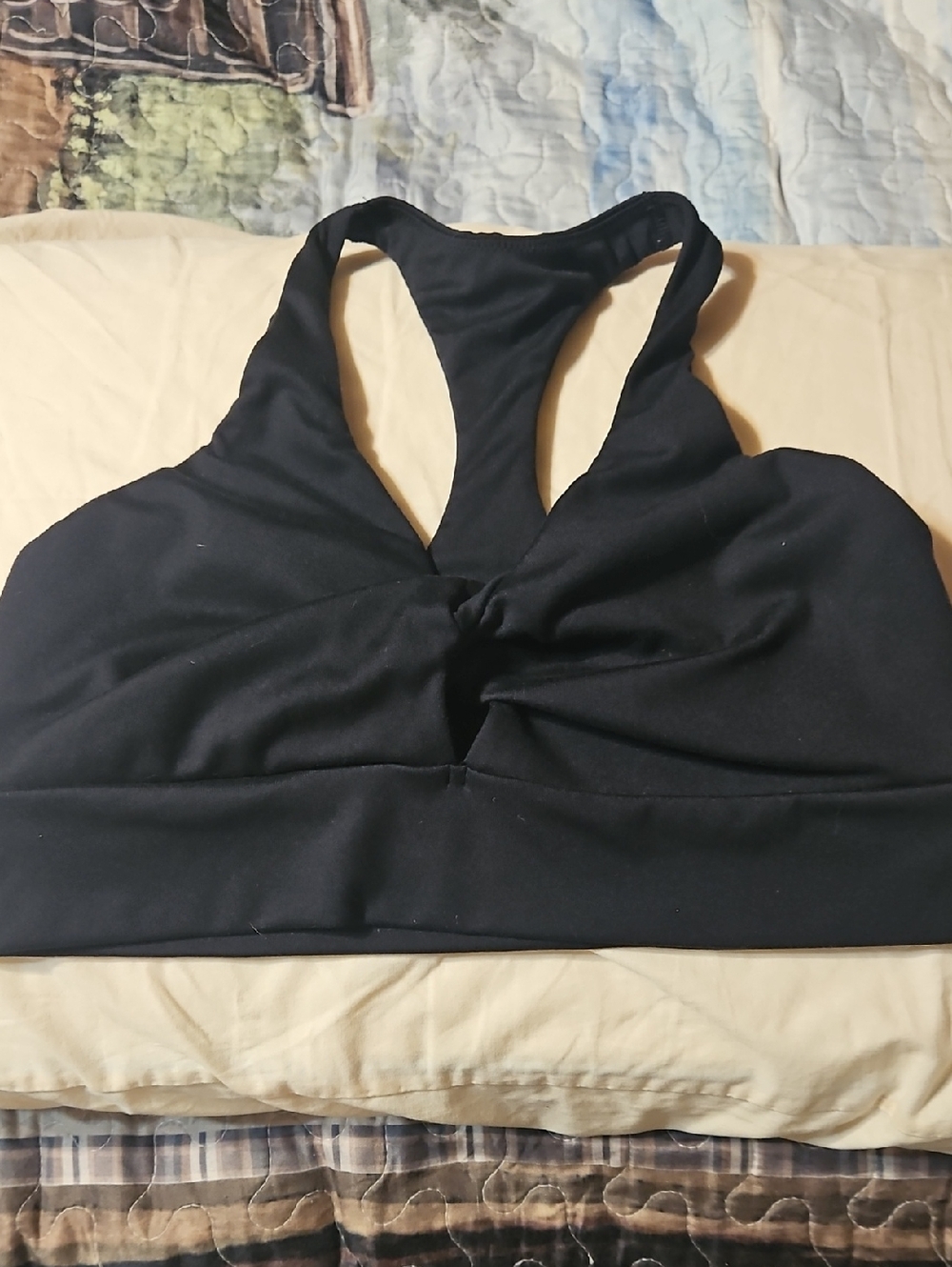 Victoria's Secret Black Twist-Front Racerback Sports Bralette